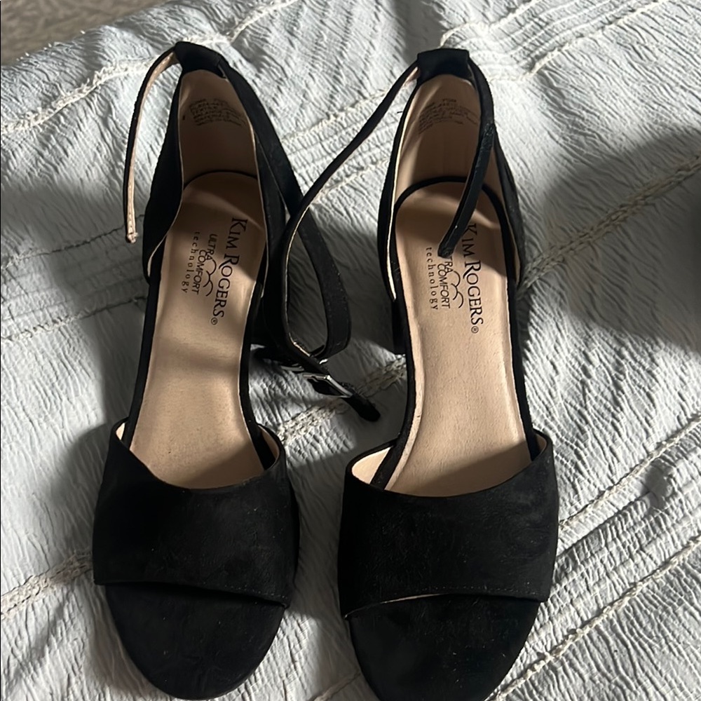 Kim Rogers Black Heels with Peep-Toe and Ankle Strap